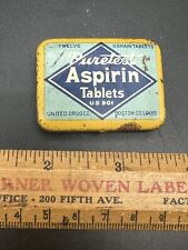 Vintage PURETEST ASPIRIN TABLETS Advertising TIN w/Content & Flyer Rexall Stores picture