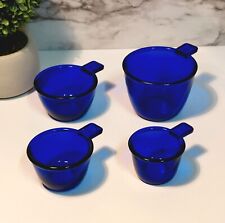 COBALT BLUE DEPRESSION STYLE GLASS 4 PC NESTING MEASURING CUP SET, Vintage, Bowl picture