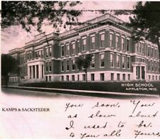 Appleton Wisconsin WI HIgh Scool 1906 UDB Postcard Kamps & Sacksteder Drug Co picture