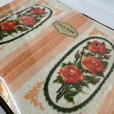 Vintage Lila Lou Creations 2 guest towels Orange White Floral NOS MCM picture