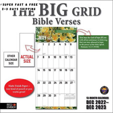 RED EMBER Bible Verses Big Grid 2023 Hangable Monthly Wall Calendar | 12