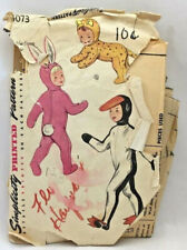 1952 Simplicity Sewing Pattern 4073 Kids Animal Costumes Sz M 24-26 Chest 3623 picture