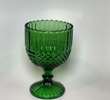 Green Vintage Glass Goblet Vase Mid Century picture