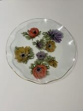 1970’s English Pilkington Chance Floral Serving plate With Ruffled Gold Trim.... picture