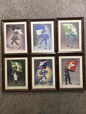 Lot of 6 Old Prints Of Soldiers With Flag From Switzerland Framed picture