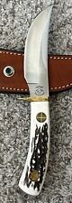 VINTAGE BENCHMADE EK KNIVES STAG HANDLE FIXED BLADE HUNTER KNIFE & SHEATH picture