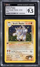 2000 Pokemon 1st Edition Gym Heroes Brock's Rhydon 2/132 Rare Holo CGC 9.5 picture