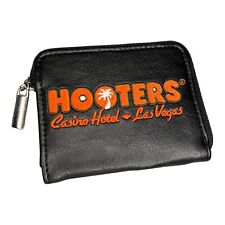 Hooters Casino Hotel Las Vegas Black Leather Zip Up Wallet picture