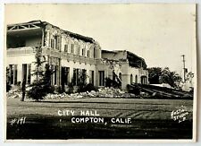 1933 Compton California City Hall Earthquake Destruction Ruins Vtg Postcard RPPC picture