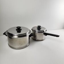 Vintage Lifetime Cookware Stainless Steel 6 QT Stock Pot Lid 3 QT Sauce Pan Lids picture