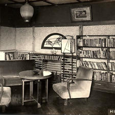 c.1950 Higuchi Hotel Library Lobby Interior View Atami Izu Shizuoka Japan RPPC picture