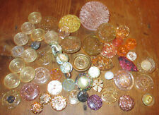 COLORFUL LOT 55+ VINTAGE PLASTIC BUTTONS EMBEDDED MOP MOTHER OF PEARL - GLITTER picture
