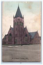 c1910's ME Church Street View London Ohio OH Handcolored Antique Postcard picture