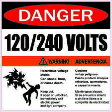 8in x 8in Hazardous Voltage 120/240 Volts Vinyl Sticker picture