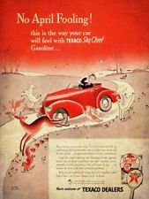 1937 TEXACO SKY CHIEF GASOLINE CAR HEAVY DUTY USA MADE METAL ADVERTISING SIGN picture