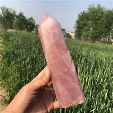 970g Natural Pink crystal crystal Obelisk Carved Quartz Crystal Wand Point picture