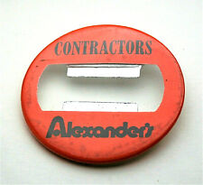 Vtg Alexander's Deptment Store Contractor Tag Button Pin NOS Blemished 1960s picture