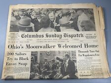 Vtg July 1969 Moon Landing Newspaper Columbus Dispatch Ohios Moonwalker Welcomed picture