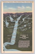 Tennessee Valley Authority Water Control System 26 Dams Diagram Vintage Postcard picture