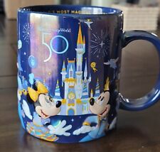 Disney World 50th Anniversary Mickey & Friends Blue Mug / Cup  Textured Surface picture