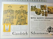 1931 BF Goodrich Vintage 2 Page Print Ad Tires Silvertown State Police Safety picture