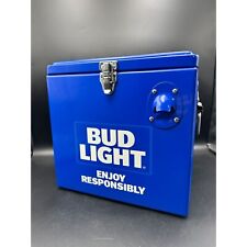 Bud Light NFL Metal Ice Chest Cooler Super Bowl LIII Blue Bottle Opener Promo picture