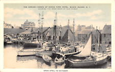 c.1920 Adrian Annex of Ocean View Hotel & Old Harbor Block Island RI post card picture