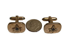 Masonic 10k Y.G.P/Cuff Links Square ,Compass, & Letter G picture