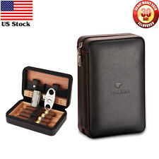 Cohiba Travel Leather Cigar Humidor Case Cutter 1 Jet Torch Lighter Set Gift Box picture