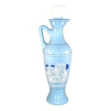 Vintage 1961 Jim Beam Greek Style Blue Opaline Glass Olympic Whiskey Decanter picture