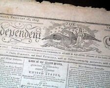 GREAT Early 19th Century Masthead Engraving w/ Thomas Jefferson 1805 Newspaper   picture