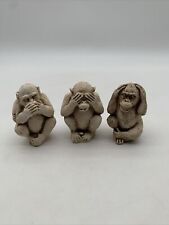 3 Wise Monkeys Vintage See, Speak, Hear No Evil Figurines Chimps 3.5” Set picture