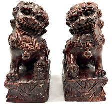 Pair of Dark Red Jade Foo Dogs - Beautiful picture