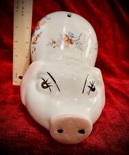 Vintage Crouching Sniffing Ceramic Piggy Bank  Flower Design Collectable picture