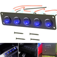 5 Gang Toggle Rocker Switch Panel For Car Boat Marine RV Truck Blue LED 12V picture