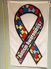 Austin FLAG  USA SELLER Autism Awareness Rainbow Ribbon W USA Sign 3x5 picture