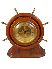 Vintage Seth Thomas Nautical Ships Wheel Shelf Mantel Clock WORKS Electric picture