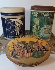 Vtg Walker Tobacco Tin & REPRO Morton's Salt Hershey's Cocoa Tins Lot Containers picture