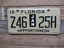 2010 Florida Apportioned license plate tag Z46 25H picture