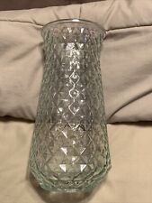 Paula DPS 9” Tall Diamond Pineapple Pattern Textured Glass Vase Vtg picture