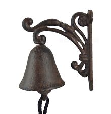 Small Cast Iron Wall Dinner Bell Vines Scrolls Accents Rustic Antique Brown picture