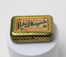 Antique Tin Box Drops Pasticca dell Usignolo Nightinlale Cough 1930's picture