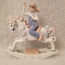 Vintage 1991 Paul Sebastian Girl On Rocking Horse Porcelain Figurine     picture