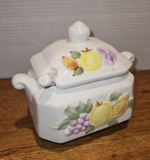 Vintage Soup Gravy Tureen Dish With Cover Ladle Vegetable Pattern Ceramic  picture