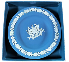 Vintage WEDGWOOD Blue Jasperware Mini Plate Liverpool City Coat of Arms 4.5