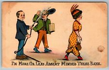 Comic Postcard Humor~ More Or Less Absent Minded~ Man Distracted By Pretty Woman picture