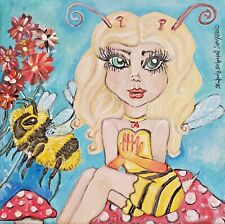 Bumblebee Faery Pop Art Print 5 x 7 Collectible Artist KSams Bee Fairy Toadstool picture
