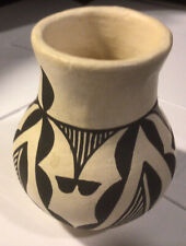 Acoma black & white 4” H by 3 1/2” W pottery vase by LRV (Leland Robert  Vallo) picture
