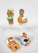 4 Lucy Rigg Enesco bear figurines 3in 1989 Balloon, Easter, bedtime vintage picture