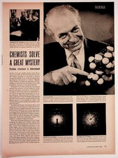 1950s Linus Pauling Protein Structure Article Girard Perregaux Watch Ad Magazine picture